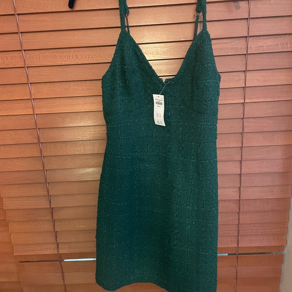 NWT Abercrombie tweed mini dress green